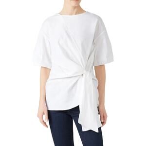 Caara White Cotton Mesorole Top XL